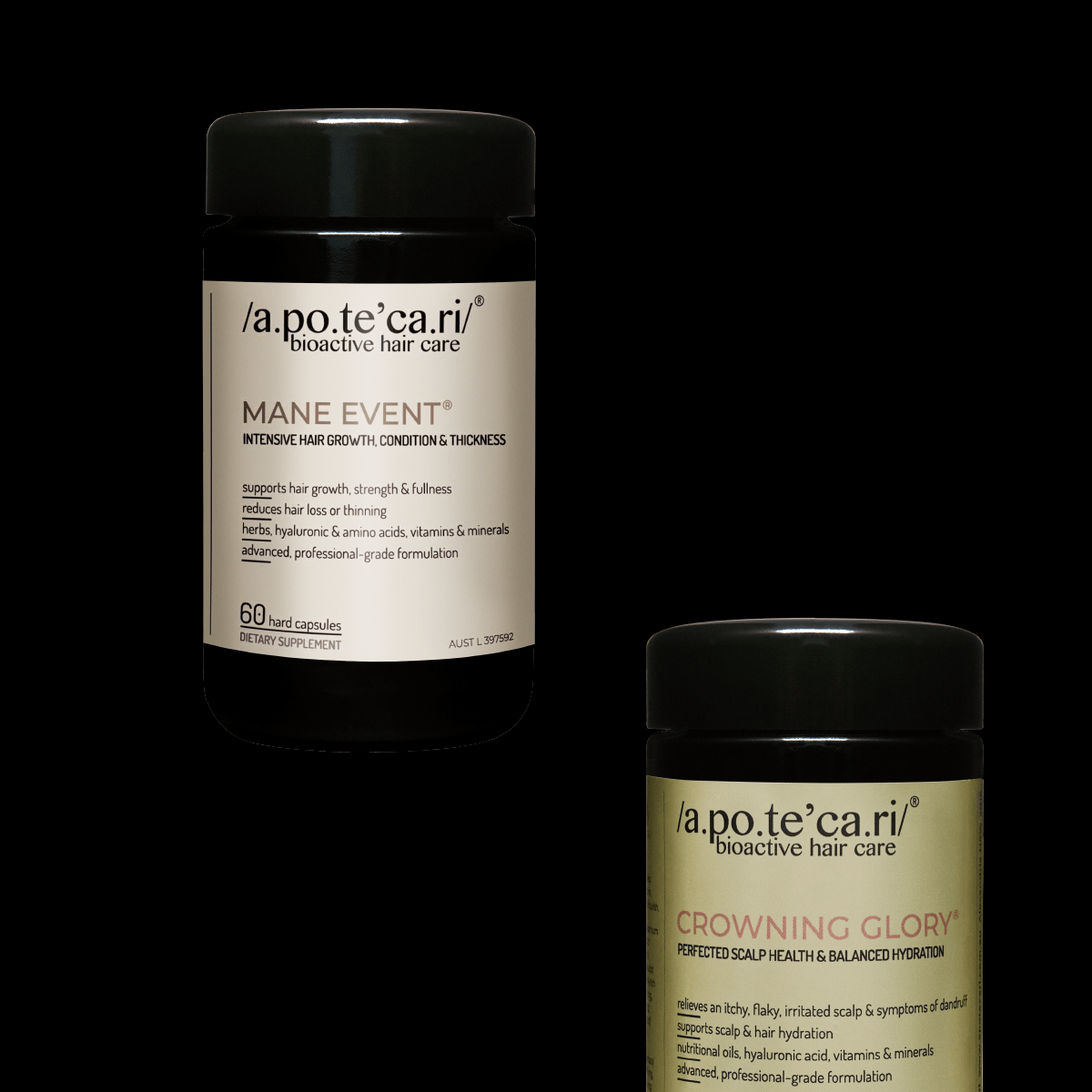 Apotecari, Mane Event, healthy hair, edible hair care, healthy, vegan, strong hair, longer hair, Crowning Glory, oily, dry, scalp